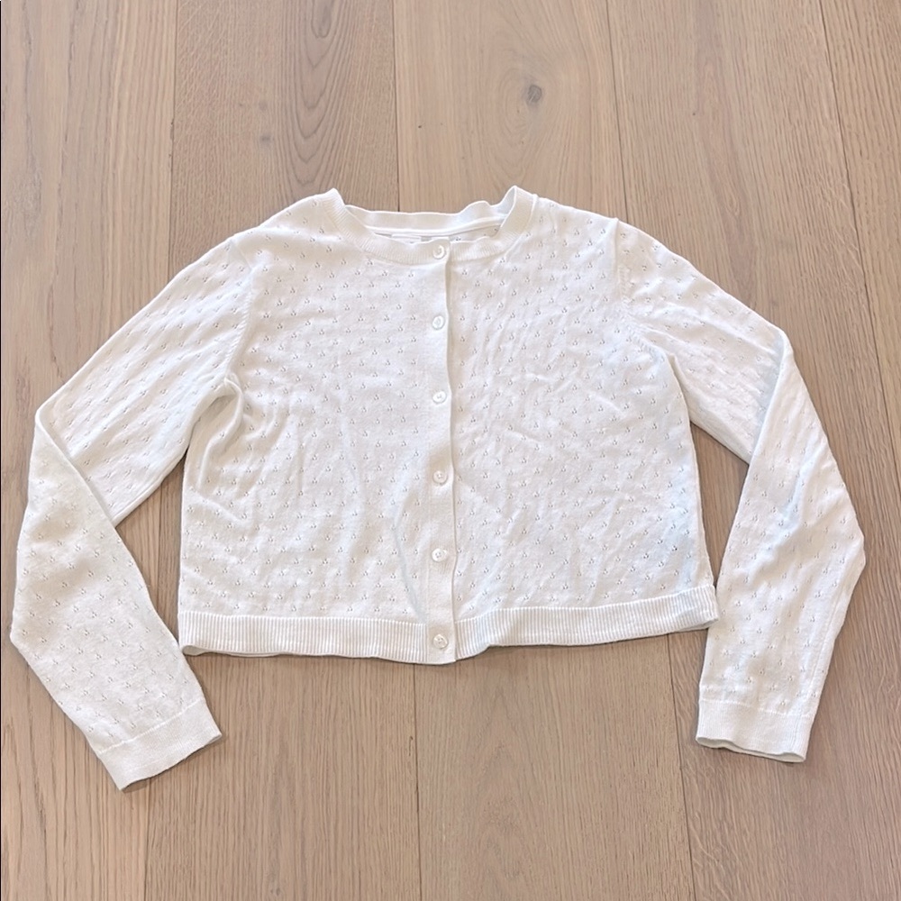 Gap Kids White Button-Up Cardigan Size XL